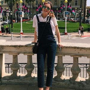 Topshop Navy Blue Skinny Overalls